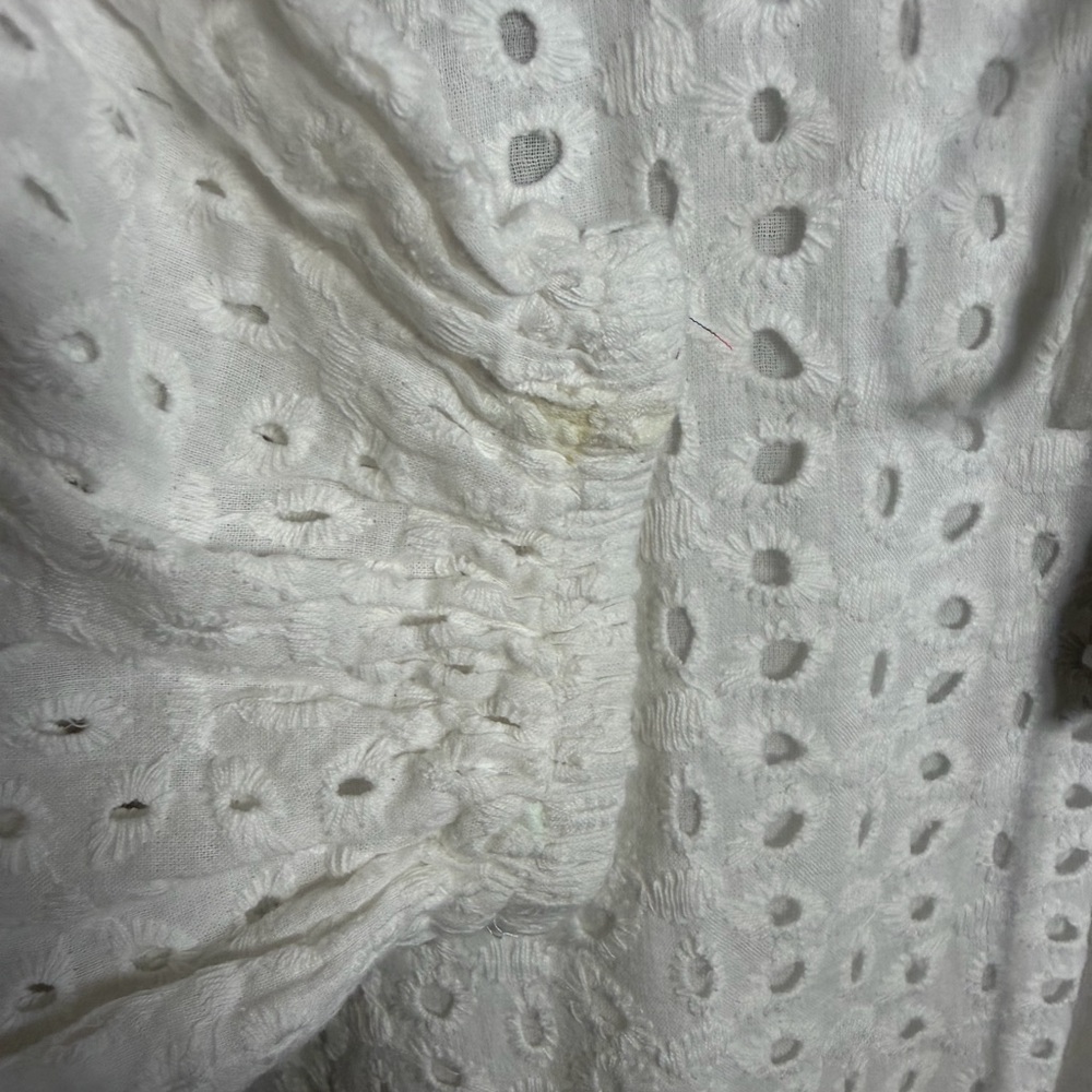 Boohoo White Eyelet Tie-Neck Tunic Top - Picture 6 of 6